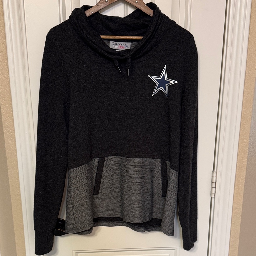 Dallas Cowboys Black and Gray Cowl Neck Sweater